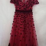 Mac Duggal  Embellished Butterfly Sleeve Velvet Hem Midi Dress In Burgundy Photo 2