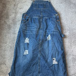 Distressed Denim Overall Dress SIZE XS Blue Photo 0