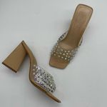 Schutz Lizah Nude Clear Rhinestone High Heel Sandals - 6.5 Photo 0
