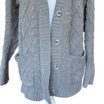 POL Chunky Cable Knit Cardigan Sweater Soft Plush Button Front Womens Small Gray Photo 5