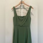 Thread Square Neck Chiffon Maxi‎ Dress With Circle Skirt Size 10 Green Photo 4