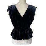 Adyson Parker  Velvet Peplum V-neck Top Women’s Size S Ruched Shoulder Holiday Photo 6
