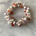 Honora White Petal Keshi Pearl And Gemstone Necklace And Bracelet Set Amethyst Red Photo 2