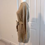 NWT Cozy Waffle Knit Crewneck Sweater Dress with Belt Tan Size Medium Photo 6