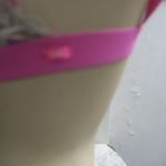 PINK - Victoria's Secret  lace trimmed triangle bra in white and pink size medium. Photo 7