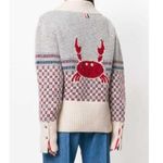 Thom Browne Crab Toy Icon Tweed V Neck Pullover White Photo 10