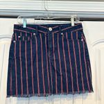 American Eagle  Red Stripe High Rise‎ Denim Mini Skirt Size 4 Photo 0