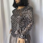 Vintage Cachet Bari Protas sequin formal prom dropwaist dress gray silver small Photo 11