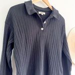 Madewell | NWT | Variegated Rib Boxy Polo Shirt | True Black | Sz XXS Photo 0