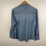 Chico's  Chambray Denim Embroidered Button Down‎ Shirt Size 2 Large Blue Western Photo 3