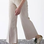 MOTHER The Roller Crop Prep Fray Pants Light Tan Size 27 Wide Leg Raw Hem Photo 0