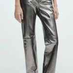 Massimo Dutti silver metallic leather pants Size XS Photo 0