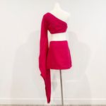 Cult Gaia  Lucienne Linen Blend One Shoulder Cut Out Twist Mini Dress Pink Small Photo 9