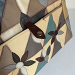 Vintage Mexican Patchwork Leather Tote – Multicolor Floral Boho Gray Photo 10