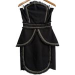 Elliatt  Euphoria Dress Black / Gold Metallic Fringe Strapless‎ Mini Luxe Small Photo 3