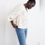 Madewell ‎ Antique Cream Lightspun Peplum Wrap Top in Black Tiny Bows Size XS Photo 2