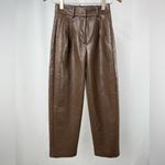 Wilfred Aritzia Vegan Leather Pleated Trouser Pants in Chocolate Brown Size 00 Photo 1