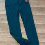 Bally Teal Fitness Leggings high rise NWT women’s medium sheer criss cross leg Blue Photo 0