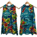 Jams World VTG Multicolor Africa Map Print Sleeveless Hawaiian Shirt Boho Medium Photo 1