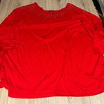 Faded Glory  Elegant Red Women's Top with Rhinestone Detail short sleeve shirt Photo 0