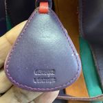 MYWALIT Crossbody Drawstring Stripe Purple Orange Green Leather Suede Purse Bag Photo 6