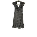 J.O.A. Floral Lace Choker Neck Fit & Flare Dress Charcoal Gray | Size Small NWT Photo 7