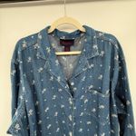 Denim & Co Embroidered Denim Shirt Jacket Floral 100% Cotton 3X Plus Blue Photo 1