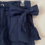 Lauren James Bow Shorts Navy Blue Size XS Tie Belt Cotton Linen Photo 3