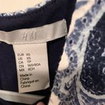 H&M Blue & White Paisley Print Lace Trim High Neck Bodycon Career Work Dress XS Photo 5