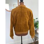 Mercantile Fuzzy Sherpa Bomber Jacket Women's Mustard Yellow Zip Up Warm Size M Photo 5