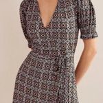 NEW Boden Ruffle Wrap Jersey Mini Dress Black, Opulent Pome Black Size 8 Photo 0