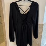 SheIn Black Long-Sleeve Lace-Up Mini Dress Photo 1