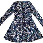 Simply Vera Wang Dress Blue Tan Floral A Line Long Sleeve Fit & Flare Size XS Photo 6