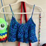 New Simply Soft Crochet Babydoll Granny Sqaure Top Blue Size XS Photo 1