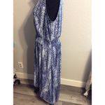 Nanette Lepore  14 Blue Asymmetrical Maxi Dress Gathered Waist High Neckline Photo 2