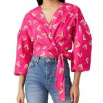 Color Me Courtney Emily Wrap Top Pink Watermelon Designer Blouse Womens Sz XS Photo 1