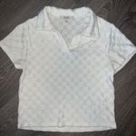 White Checkered Polo Top Photo 1