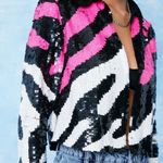 Nasty Gal Zebra Sequin Embellished Relaxed Jacket Photo 1