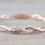 Boutique NEW 14k Rose Gold-Plated S925 Simulated Diamond Eternity Twist Ring, Size 7.5 Photo 0