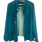Chico's ‎ Vegan Faux Suede Jacket Womens 2 Teal/turquoise Long Sleeve Snap closure Photo 0