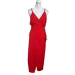 Vix Paula Hermanny Cyndi Dress Size Large Red Wrap Crinkled Voile Beaded Waist Photo 1