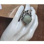Rare Mania Mania 925 Silver Amazonite Crescent Moon Chunky Statement Ring SZ. 8 Photo 8