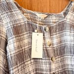 Sim & Sam  Grey & White Plaid Button Up Crop Top M - NWT Photo 6