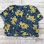 ZARA  Navy and Yellow Floral Tiered Front Festival Crop Top, EUC, Medium Photo 1