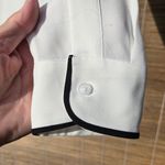 DKNY  Piped-Trim Tie Detail Button-Up Blouse Women's XS White/Black Long Sleeve Photo 10