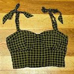 Green and Black Plaid Corset Style Top Size M Photo 0