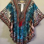NWT~TRUE COLOURS La Moda Clothing Kaftan w/ Crystals /Beading Swim Cover Up /Top Blue Size undefined Photo 0