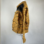 English Rose  Yellow & Black Animal Print Faux Leather Jean Jacket Size S/M Photo 5
