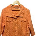 Laura Ashley  Women‎ Jacket L Orange Textured Dot Button Front 3/4 Sleeve Casual Photo 5