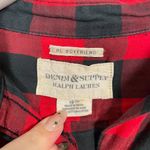 Denim & Supply Ralph Lauren Women XS Black Red Plaid Shirt Long Sleeve Boyfriend Photo 5
